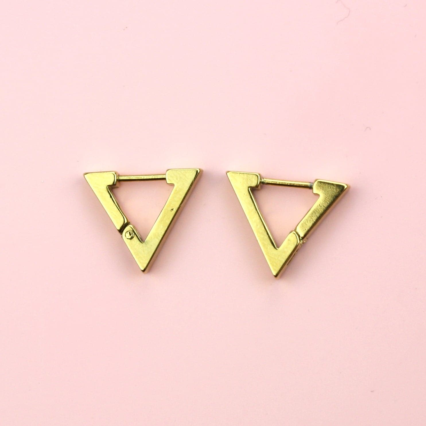 Triangle Huggie Hoop Earrings (Gold Plated)