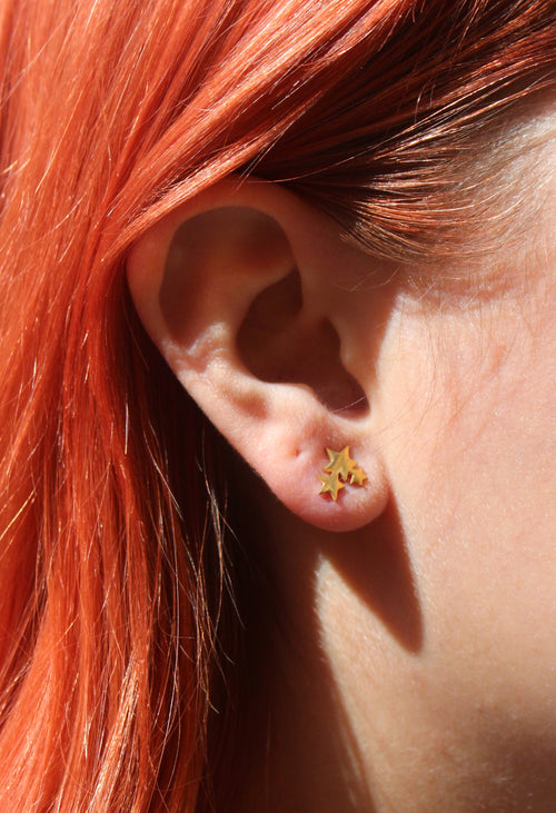 Triple Star Stud Earrings - Gold Plated