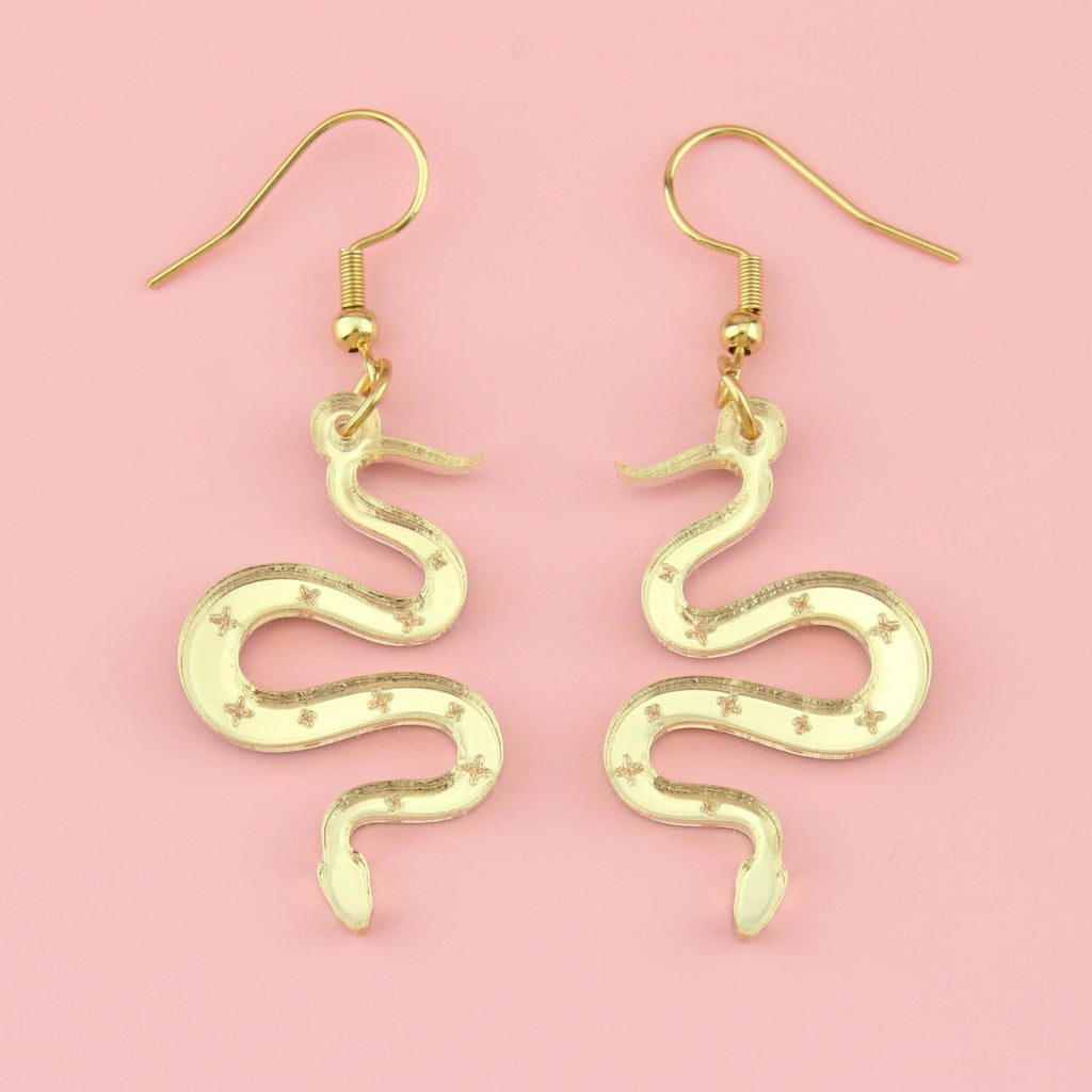 There's a Snake in My Boot Gold Earrings