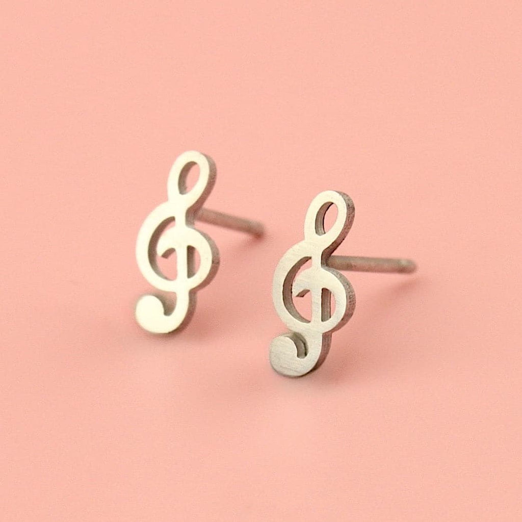 Treble Clef Stud Earrings