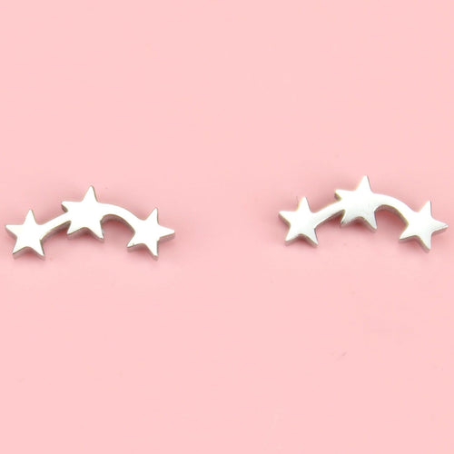 Triple Curved Star Stud Earrings