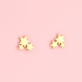 Triple Star Stud Earrings - Gold Plated