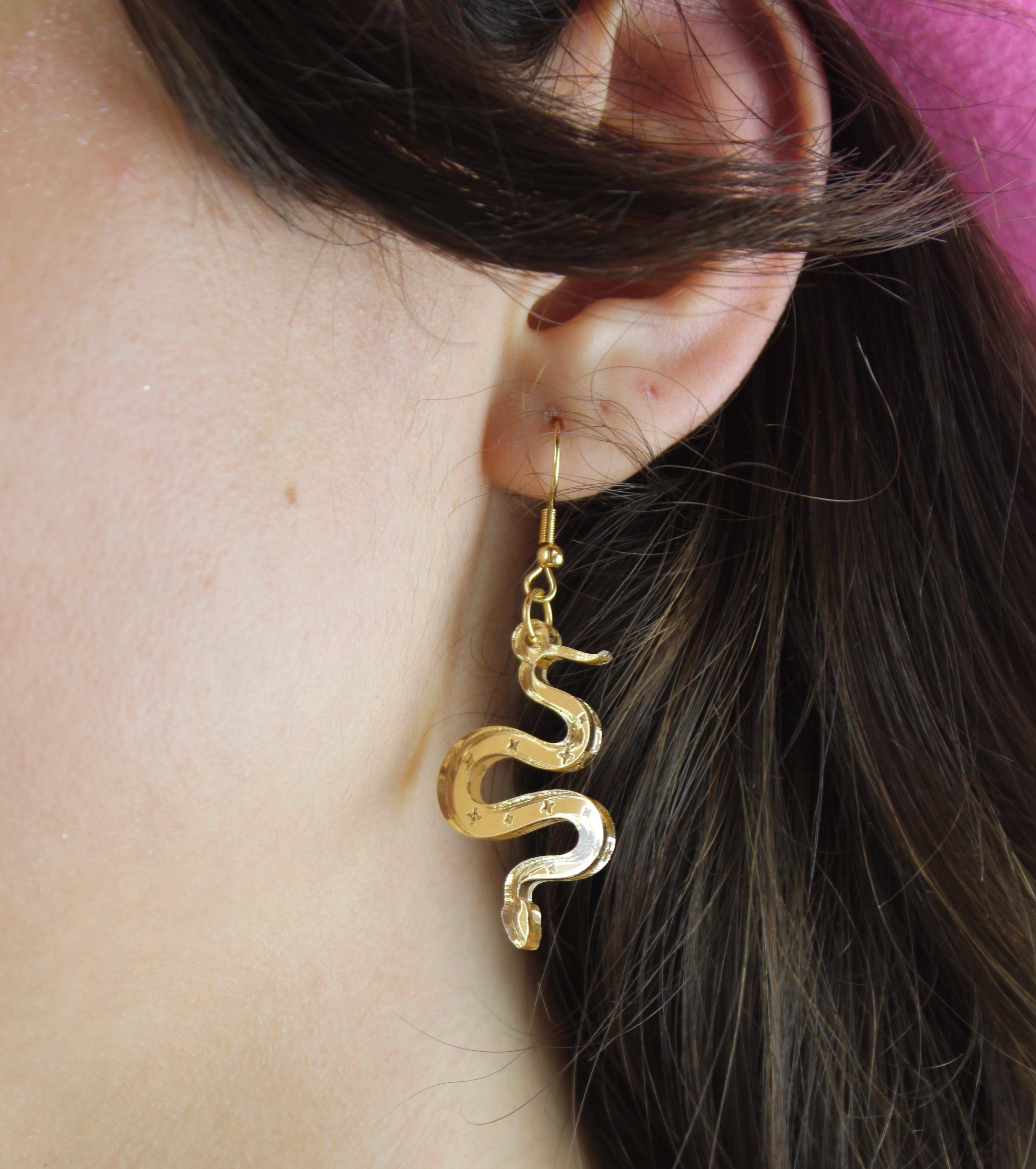 There's a Snake in My Boot Gold Earrings